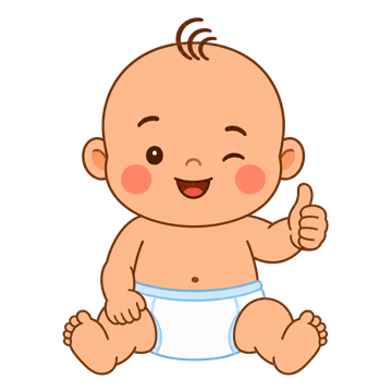 The AirGiggle baby giving a thumbs-up
